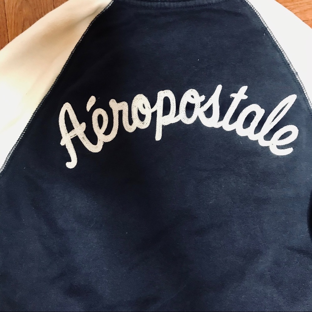 Aeropostal Navy & White Letterman Jacket Sweater - Picture 4 of 5
